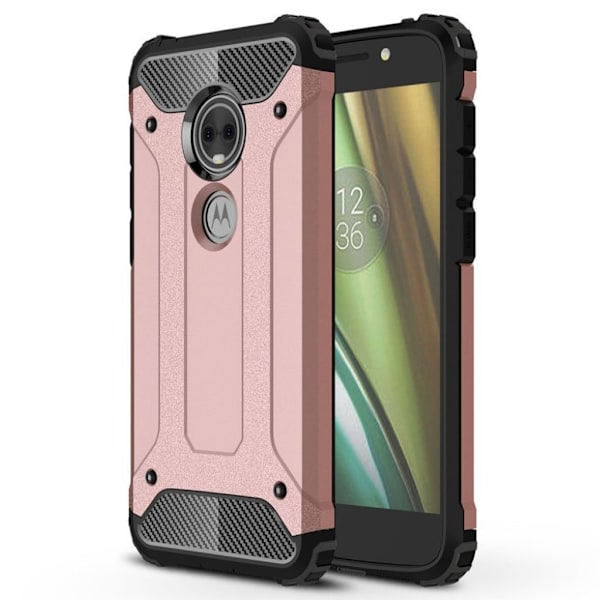Motorola Moto E5 Play beskyttelsesetui i kombimaterialer med hård ameringsskal - Rosa Guld Multicolor