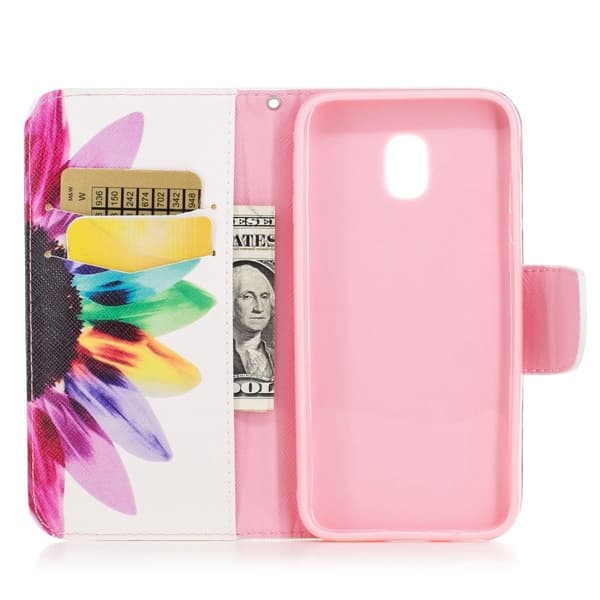 Samsung Galaxy J7 (2017) Etui laget av kunstlær og silikon – Halv kronblomst Multicolor