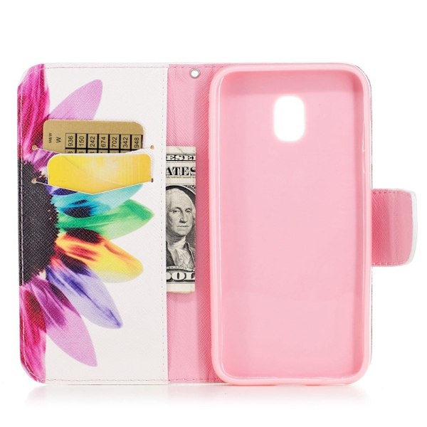 Samsung Galaxy J7 (2017) retrotyylinen nahkakotelo - Värikäs terälehti Multicolor