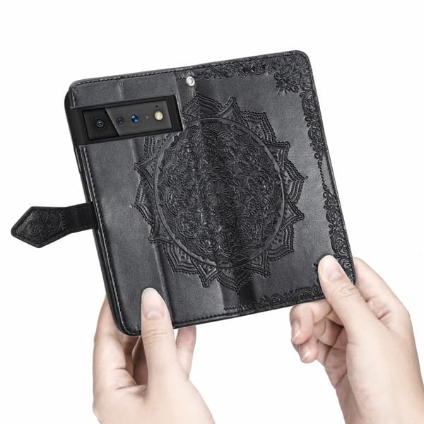 Mandala läder Google Pixel 6 fodral - Svart Svart