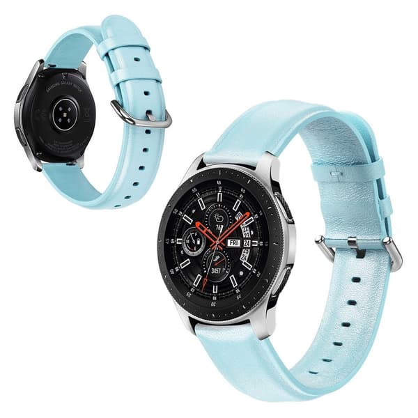 Samsung Galaxy Watch (42mm) ægte læder Urrem - Babyblå Blue