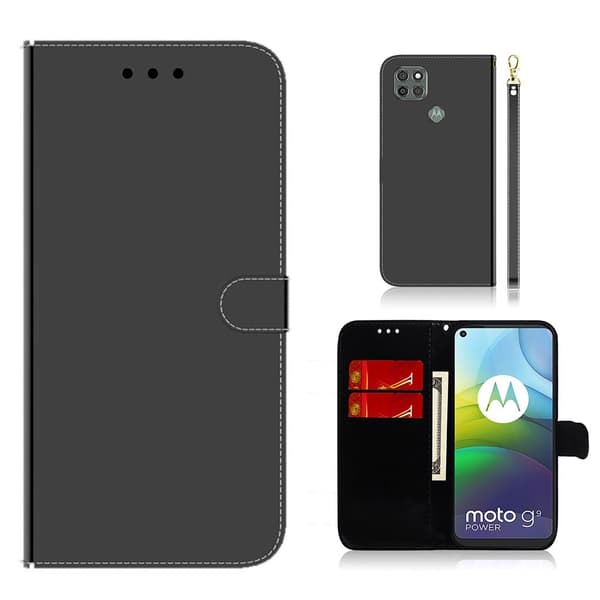 Mirror Motorola Moto G9 Power flip case - Musta Black