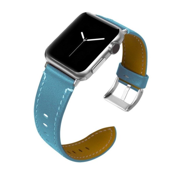 Apple Watch Series 5 / 4 44mm klassinen aito nahkainen ranneke - Tummansininen Blue