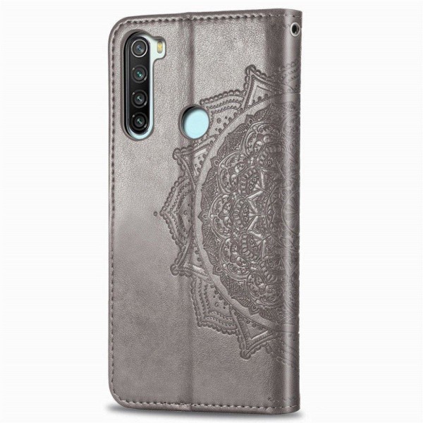 Mandala Xiaomi Redmi Note 8T Flip kotelot - Harmaa Silver grey