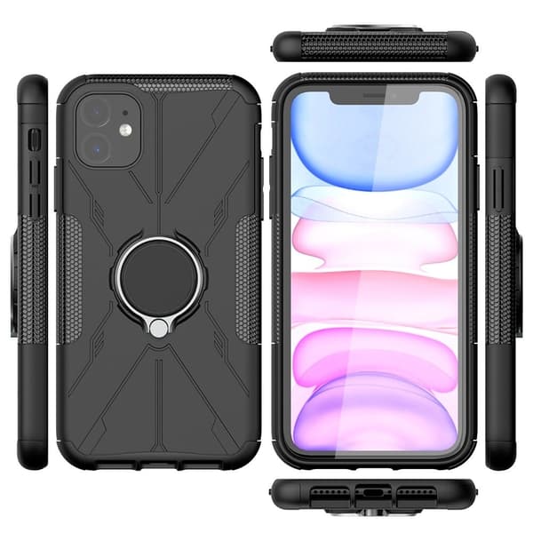 Kickstand-skydd med magnetisk platta för iPhone 11 - Svart Svart