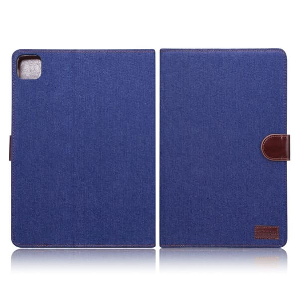 iPad Air (2020) jeans trasa läder flip fodral - mörkblå Svart