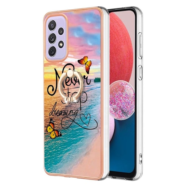 Marble Patterned Suojakuori With Ring Holder For Samsung Galaxy A13 4G - Never Stop Dreaming Multicolor