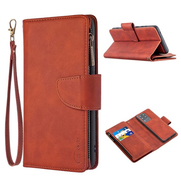 Premium Wallet Samsung Galaxy S20 Ultra kotelot - Ruskea Brown