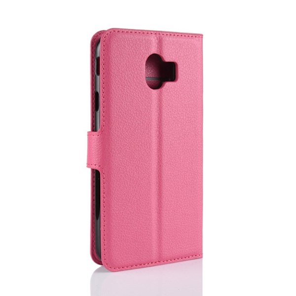 Samsung Galaxy J4 (2018) litchi tekstur læder flip etui - Rosa Pink