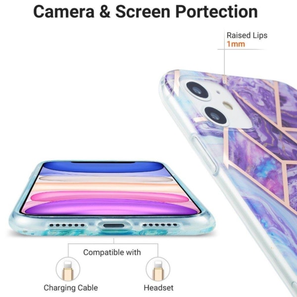 Marble design iPhone 11 kotelot - Violetti Purple