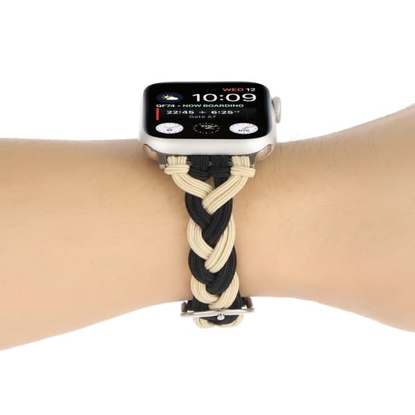 Apple Watch Series 8 (41 mm) elastisk flettet reim - Svart / Aprikos Black