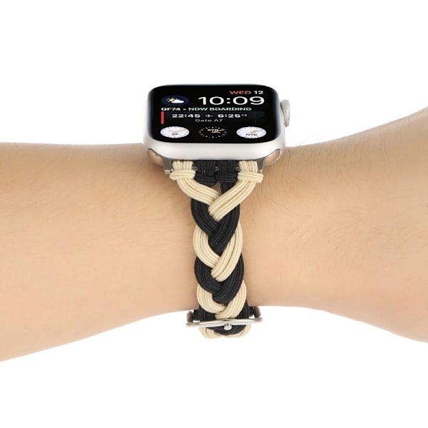 Apple Watch Series 8 (41mm) elastisk fletrem - Sort / Aprikos Black