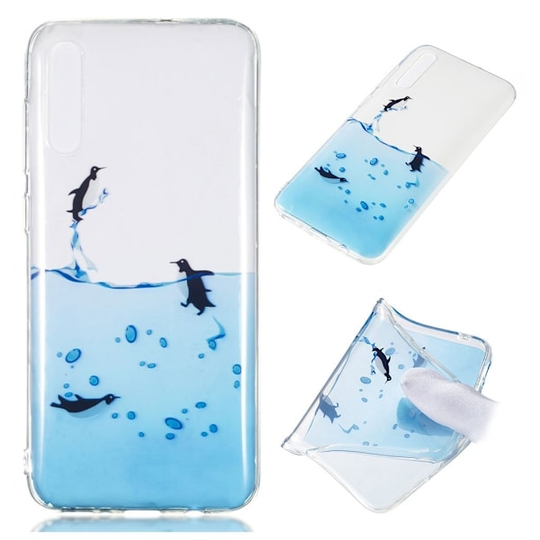 Samsung Galaxy A70 mønster case - Penguin Multicolor