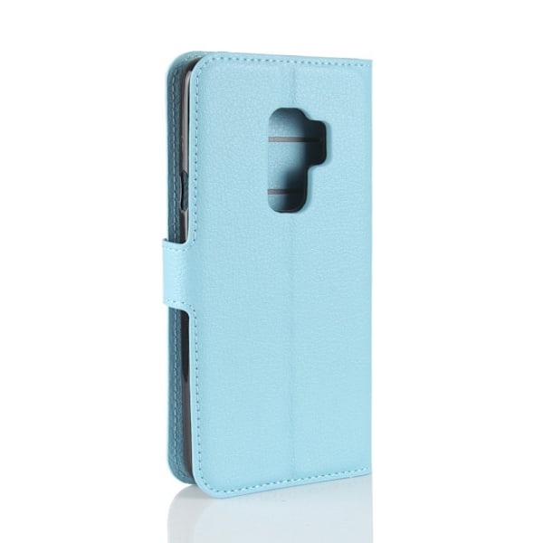 Samsung Galaxy S9 Plus litchi skin PU læder flip etui - Babyblå Blue