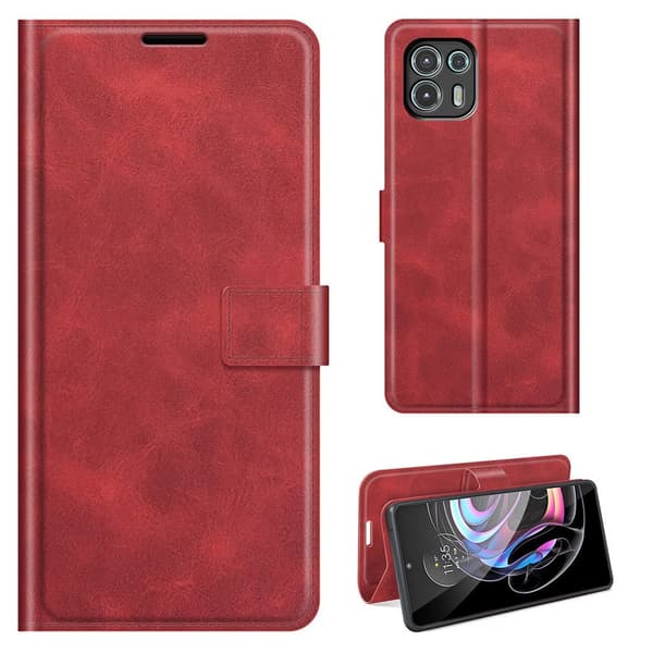 Hållbart konstläder Motorola Edge 20 Lite fodral med plånbok - Röd Röd