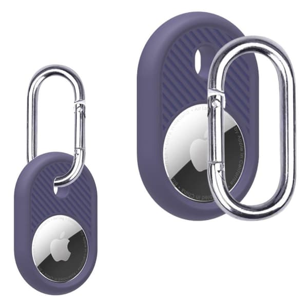 AirTags twill-teksturovertræk med nøglering - Mørklilla Purple