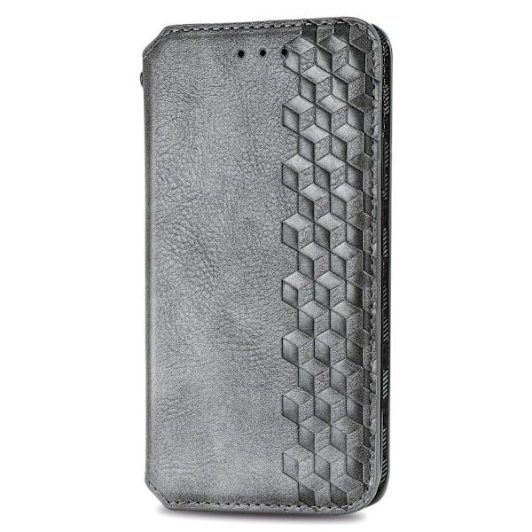 Läderfodral med A Snygg Rhombus Avtryck till Samsung Galaxy S20 Ultra - Grå Silvergrå