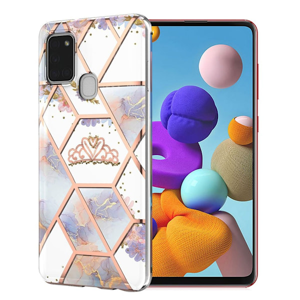 Marmordesign Samsung Galaxy A21s deksel - Marmor / Krone Multicolor