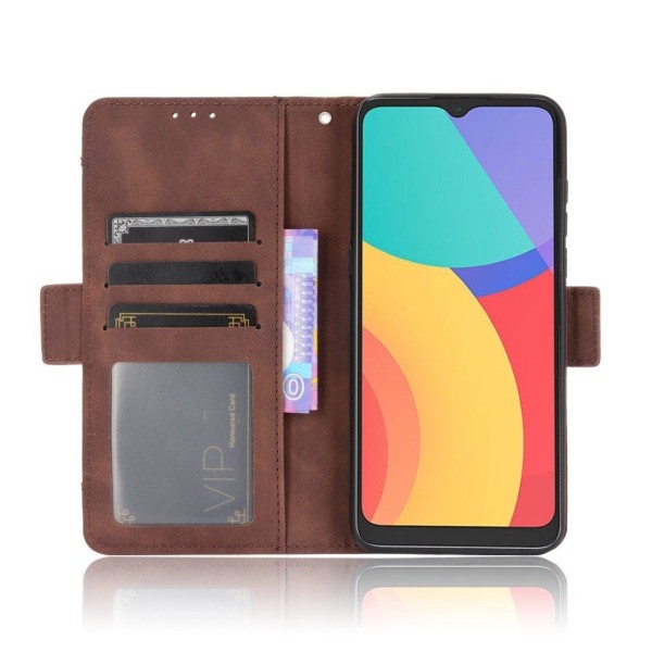 Modern-styled Læder Pung Etui til Alcatel 3l (2021) / 1s (2021) Brown