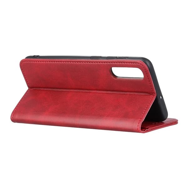 Wallet-style ægte Læder Flipcase til Sony Xperia Ace 2 - Rød Red