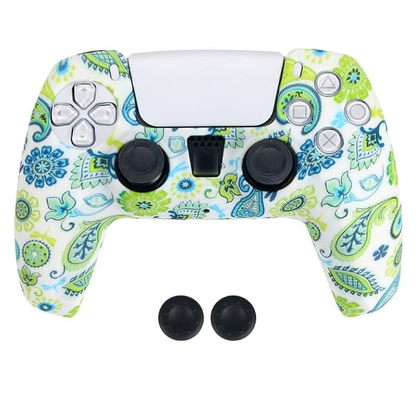 DATA FROG Sony Playstation 5 Game Controller Anti-Skid Silicone Case Gamepad Protective Deksel med 2 vippehetter - Mønster 10 Yellow