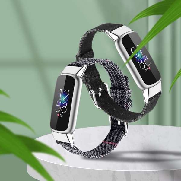 Fitbit Luxe klokkerem i lerretsstil - Denim Svart / Størrelse: L Black
