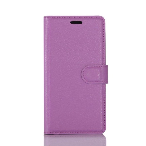 Huawei P10 Litsi Pintainen Nahkakotelo Standillä - Violetti Purple