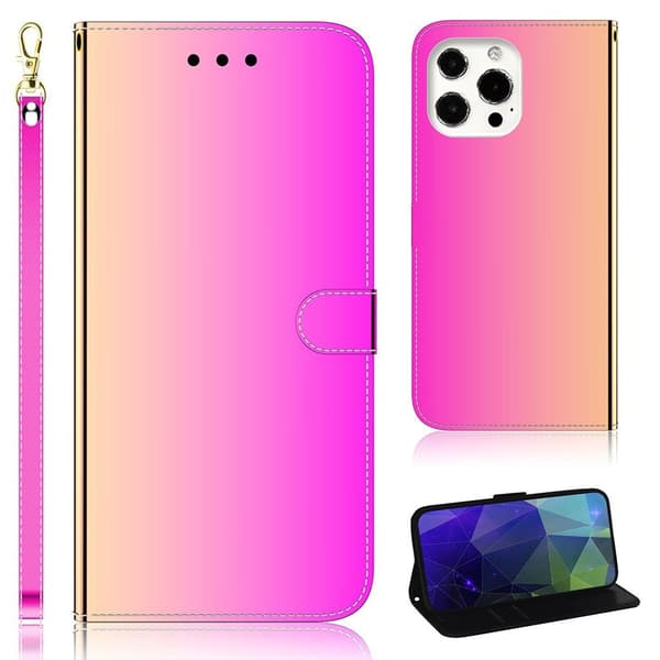 Mirror iPhone 13 Pro flip-etui - Rose Pink
