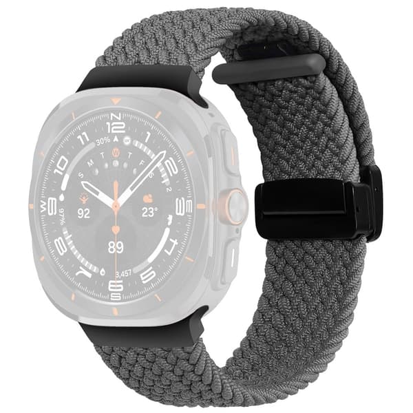 Samsung Galaxy Watch Ultra 47mm Flettet håndledsrem Magnetisk foldespænde Urrem - Grå Silver grey