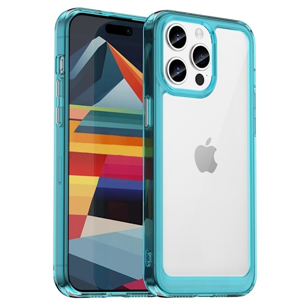 iPhone 15 Pro Max smart akryl cover - Gennemsigtig Blå Blue