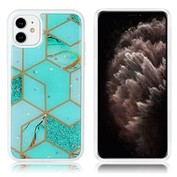 Marble iPhone 11 Pro deksel - Teal diamantfliser og stjerner Green