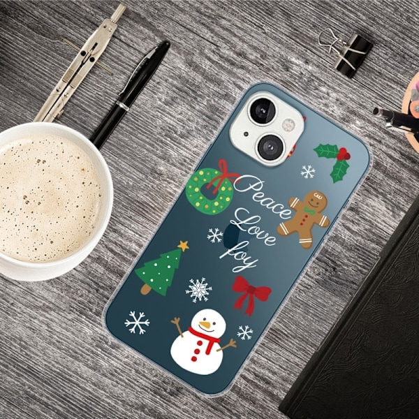 Juletelefonetui iPhone 14, stilfuldt mønstertryk Anti-ridse blødt fleksibelt bagcover - Snemand Multicolor