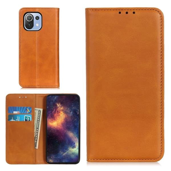 Wallet-style ægte Læder Flipcase til Xiaomi Mi 11 Lite 5G / Mi Lite - Brun Brown