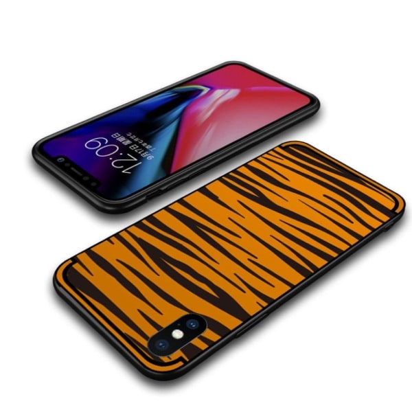 NXE iPhone Xs Max mjukt fodral med präglat mönster - Brun Zebra Randig Brun