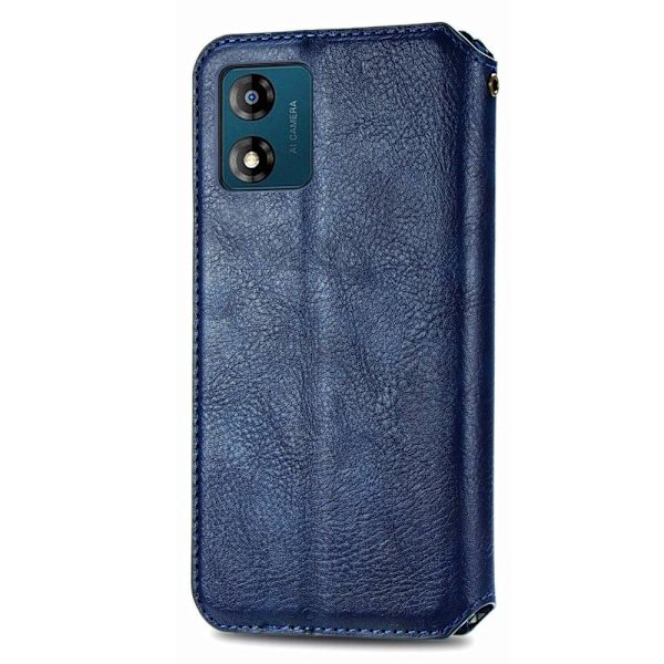Nahkakotelo With A Stylish Rhombus Imprint For Motorola Moto E13 - Sininen Blue