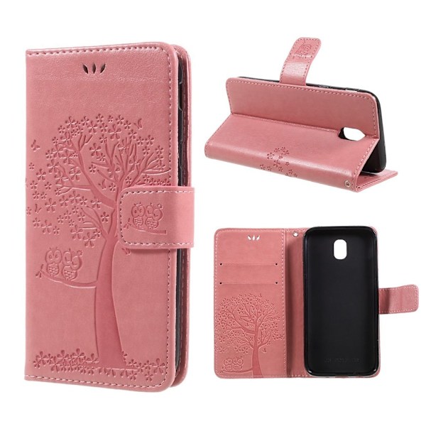 Samsung Galaxy J3 (2017)  Smuk læder etui med tryk - Pink Pink