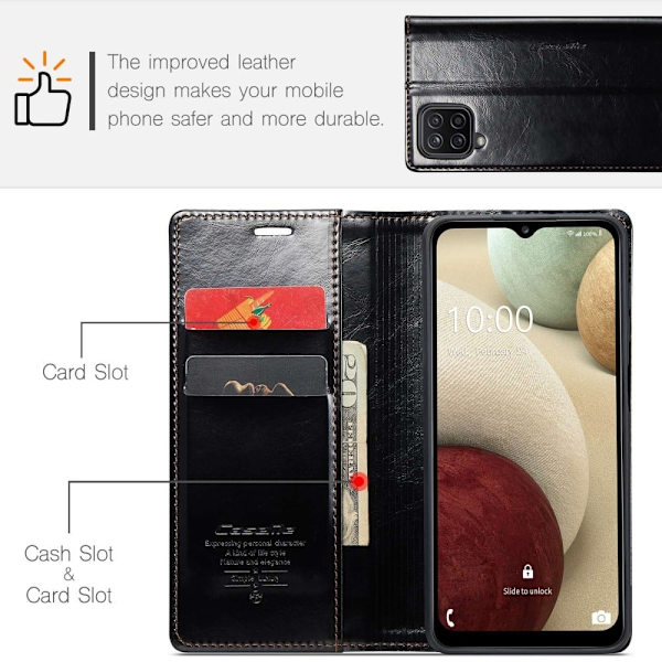 CaseMe Samsung Galaxy A12 5G Smooth Etui - Sort Black