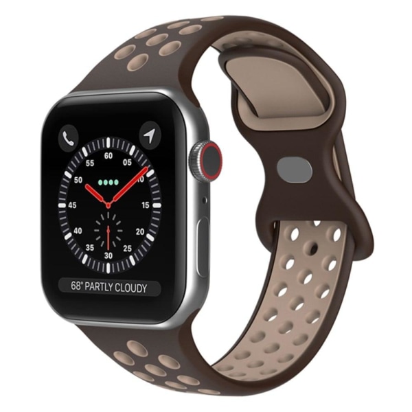 Apple Watch (45 mm) tofarvet silikone-urrem - Brun / Lys Gul Størrelse: S / M Brown