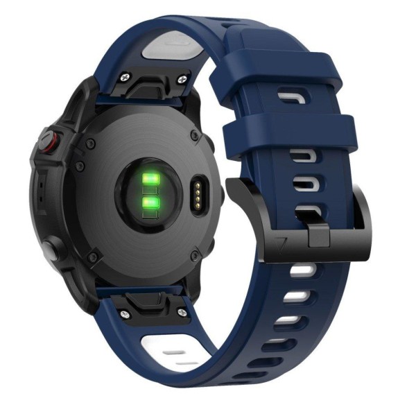 Bi-color silicone watch band for Garmin device - Blue / White Blå