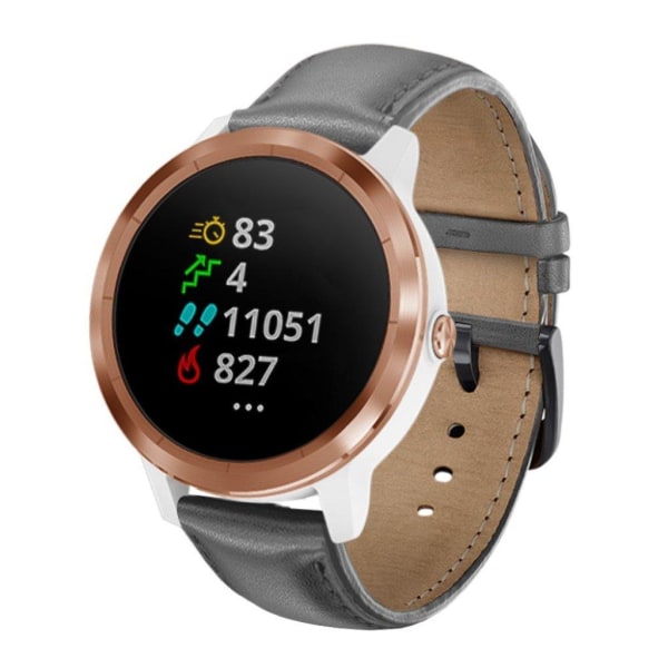 Garmin Vivoactive 3 / Vivomove HR nahkainen ranneke - Harmaa Silver grey