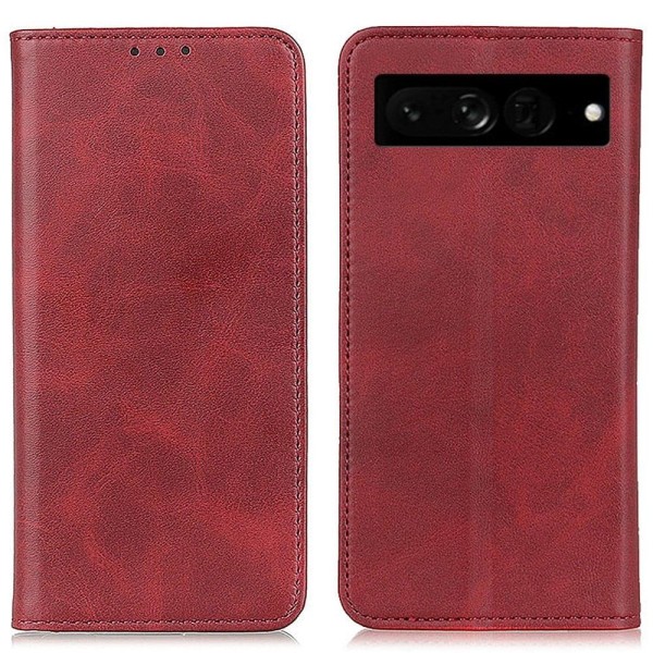 Wallet-style genuine leather flipcase for Google Pixel 7 Pro - R Red