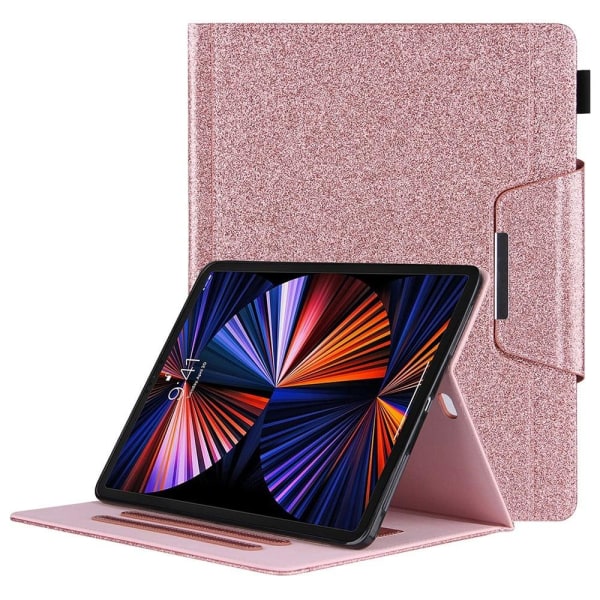 Kortspor Design Vegansk Læder Stand Tablet Cover med Auto Wake / Sleep iPad Pro 12.9 (2022) / (2021) / (2020) / (2018) - Rødguld Pink