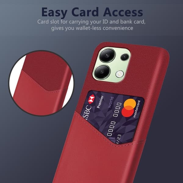 Bofink Xiaomi Redmi Note 13 4G cover med kortholder - Rød Red