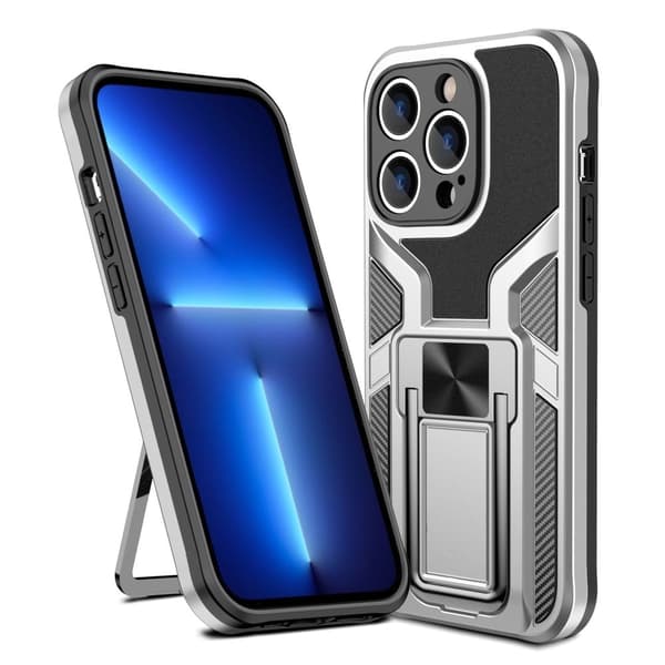 Stødsikkert hybridcover med kickstand til iPhone 14 Pro Max - Sølv Silver grey