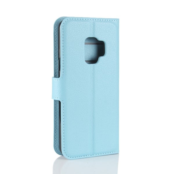 Samsung Galaxy S9 litchi skin PU læder flip etui - blå Blue
