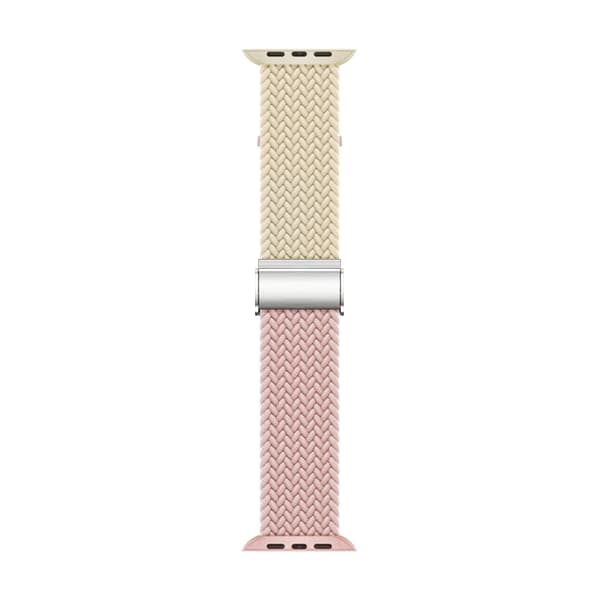 Apple Watch Series 8 (41 mm) parallellfarget nylonrem - Stjernelys / Lyserosa Pink