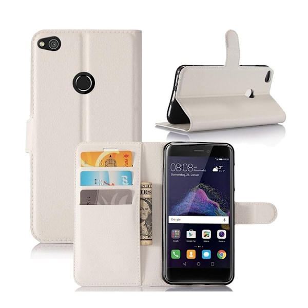 Honor 8 Lite stilfuldt og holdbart læder-etui - Hvid White