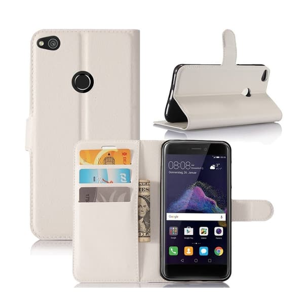 Huawei Honor  8 Lite lommeboketui av lær /m stand funksjon - Hvit White