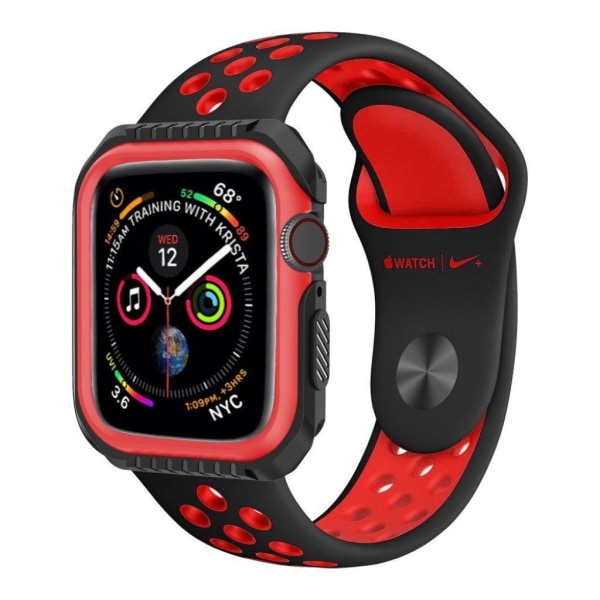 Apple Watch Series 4 44mm mjukt silikonplast skydds skal till klocka - Svart/ Röd multifärg