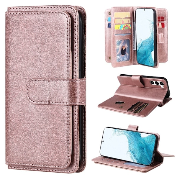 Samsung Galaxy S23 Plus fodral med 10 fickor - Rosa Rosa